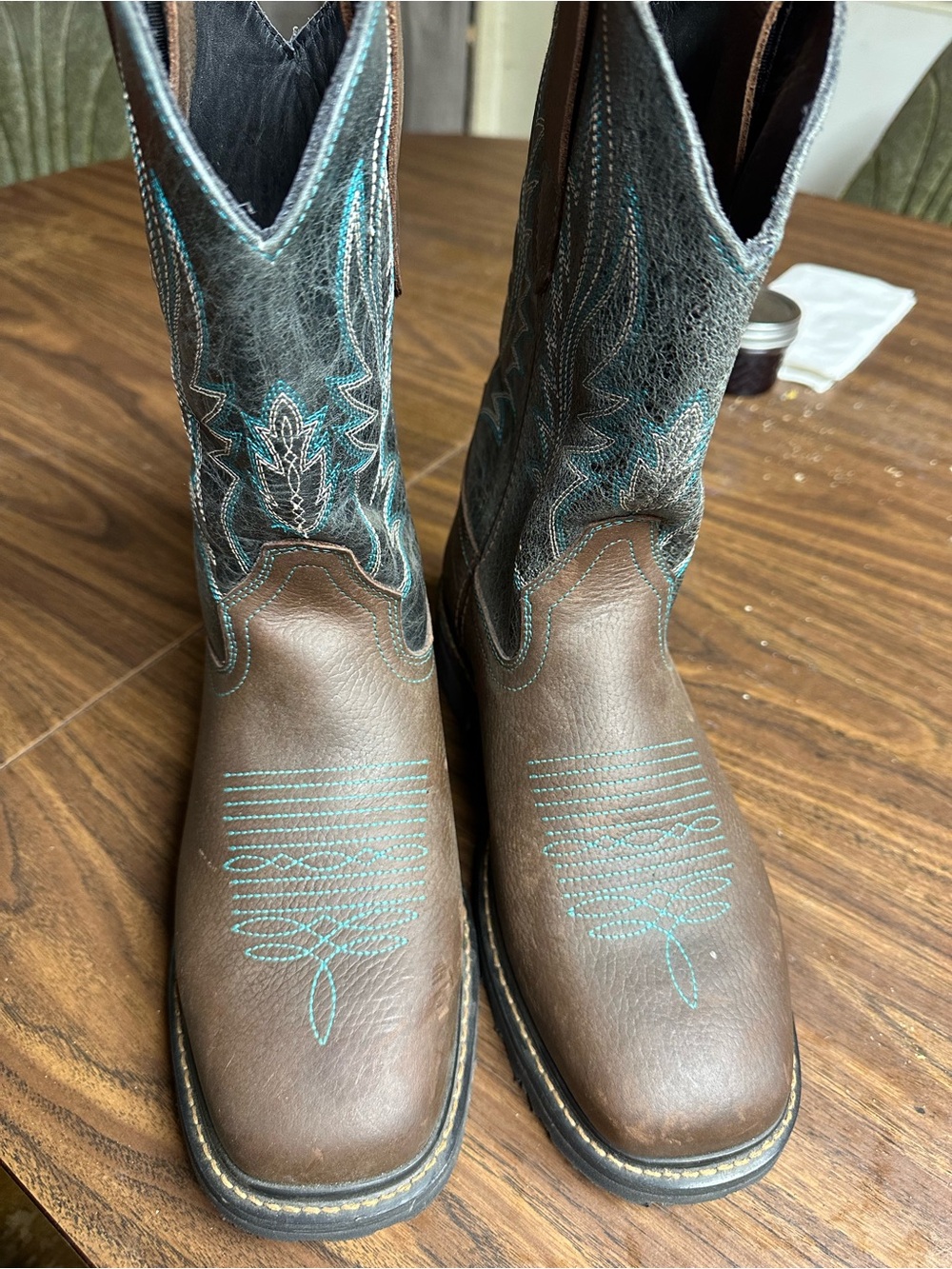 J.B. Dillon Brown and Teal Men's Cowboy Western Boots